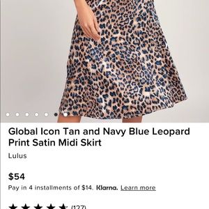 Lulus leopard satin midi skirt sz Medium
